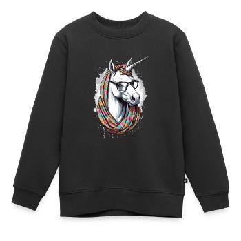 Licorne Maman Fête des mères Licornes Maman drôle - Sweat Premium enfant bio - noir - Devant - AI Model Kid Female (0cm)