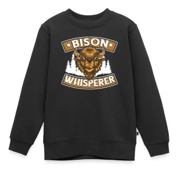 Bison chuchoteur Bison de bison bison d’Amérique Bovinae - Sweat Premium enfant bio - noir - Devant - AI Model Kid Female (0cm)
