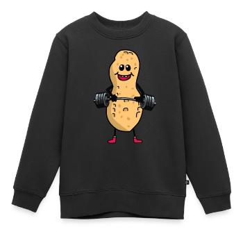 Erdnuss Hanteln Gewicht Bodybuilding - Kinder Premium Organic Sweatshirt - Schwarz - Vorne - AI Model Kid Female (0cm)