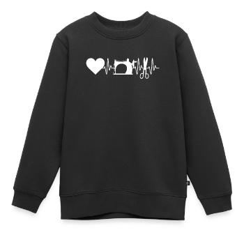 Couture Heartbeat Coeur Couture Amoureux de la couture - Sweat Premium enfant bio - noir - Devant - AI Model Kid Female (0cm)