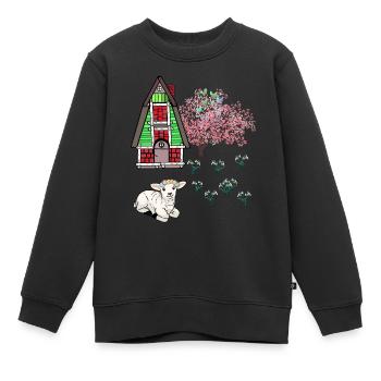 Frohe Ostern Lamm Schaff Ostern Natur Frühling - Kinder Premium Organic Sweatshirt - Schwarz - Vorne - AI Model Kid Female (0cm)
