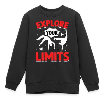 Erkunden Sie Ihre Grenzen - Kinder Premium Organic Sweatshirt - Schwarz - Vorne - AI Model Kid Female (0cm)