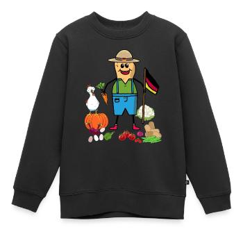Erdnuss Landwirt Landwirte Gemüse Deutschlandfahne - Kinder Premium Organic Sweatshirt - Schwarz - Vorne - AI Model Kid Female (0cm)