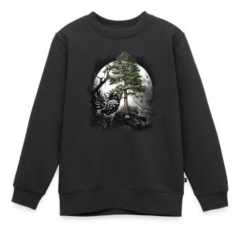 Corbeau de la forêt Corbeau Corbeau Corbeau Corbeau Habitant de la forêt Sombre - Sweat Premium enfant bio - noir - Devant - AI Model Kid Female (0cm)