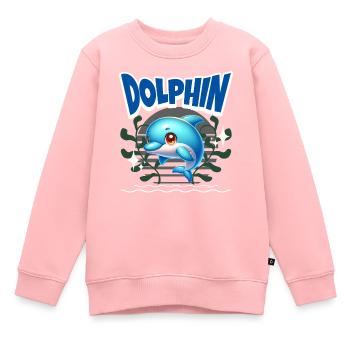 Delfin - Kinder Premium Organic Sweatshirt - Rosa - Vorne - AI Model Kid Female (0cm)