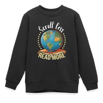 Literature Teacher Scroll Less Read More Reader - Kinder Premium Organic Sweatshirt - Schwarz - Vorne - AI Model Kid Female (0cm)