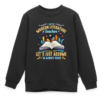 Professeur de littérature Je suis l’éducateur moderne lecteur - Sweat Premium enfant bio - noir - Devant - AI Model Kid Female (0cm)