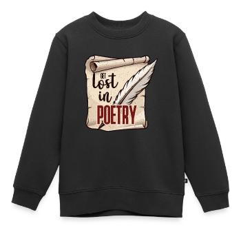 Amateur de poésie Perdez-vous dans la poésie Bookworm Reader - Sweat Premium enfant bio - noir - Devant - AI Model Kid Female (0cm)