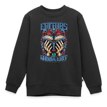 Éditeurs de livres allant à Modifier Éditeur Auteur de livres - Sweat Premium enfant bio - noir - Devant - AI Model Kid Female (0cm)