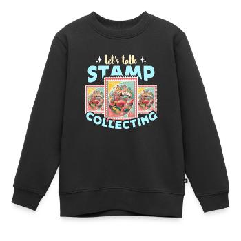 Collectionneur de timbres Parlons philatélie amoureuse des timbres - Sweat Premium enfant bio - noir - Devant - AI Model Kid Female (0cm)