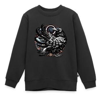Rabe Raben Krähe Krähen Halloween okkult - Kinder Premium Organic Sweatshirt - Schwarz - Vorne - AI Model Kid Female (0cm)