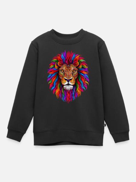 Psychedelischer Löwe - Kinder Premium Organic Sweatshirt - Schwarz