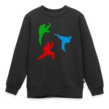 Karate silhouettes Karate fighter - Kinder Premium Organic Sweatshirt - Schwarz - Vorne - AI Model Kid Female (0cm)
