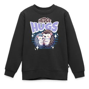 Câlins de hérisson - Sweat Premium enfant bio - noir - Devant - AI Model Kid Female (0cm)
