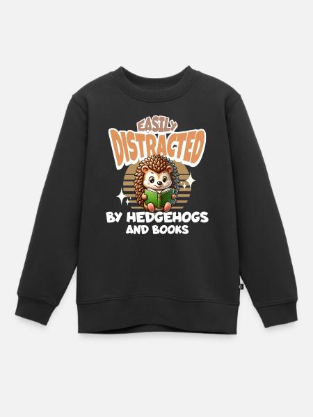 Igel Lesen Bücher Buch - Kinder Premium Organic Sweatshirt - Schwarz