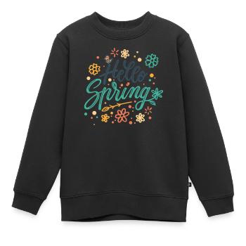 Hello Spring - Sweat Premium enfant bio - noir - Devant - AI Model Kid Female (0cm)