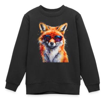 Lunettes de soleil renard imprimé imprimé animal coloré - Sweat Premium enfant bio - noir - Devant - AI Model Kid Female (0cm)