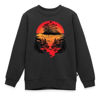 Dragon Mer du Sud Île Fantaisie Coucher de soleil Mer - Sweat Premium enfant bio - noir - Devant - AI Model Kid Female (0cm)