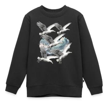 Mouettes Mer Mer Mer Océan Côte Oiseaux Marins - Sweat Premium enfant bio - noir - Devant - AI Model Kid Female (0cm)