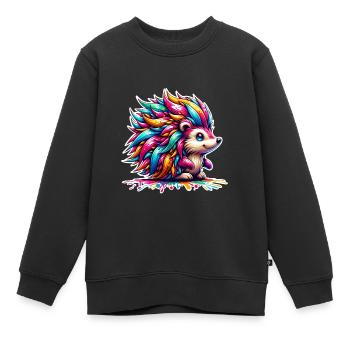 Igel Bunt - Kinder Premium Organic Sweatshirt - Schwarz - Vorne - AI Model Kid Female (0cm)