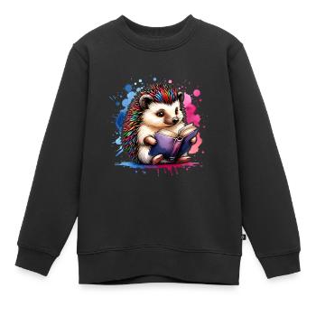 Livres de lecture de hérissons - Sweat Premium enfant bio - noir - Devant - AI Model Kid Female (0cm)