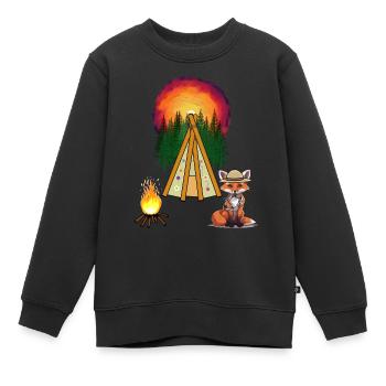Tipi Lagerfeuer Wilder Westen Fuchs Wald Western - Kinder Premium Organic Sweatshirt - Schwarz - Vorne - AI Model Kid Female (0cm)