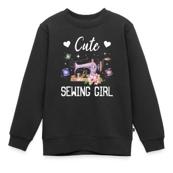 Jolie fille de couture - Couturière Fille de couture Couture L - Sweat Premium enfant bio - noir - Devant - AI Model Kid Female (0cm)