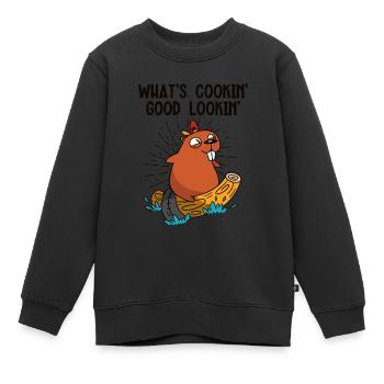 Was kocht gut aussehend Nordamerika - Kinder Premium Organic Sweatshirt - Schwarz - Vorne - AI Model Kid Female (0cm)