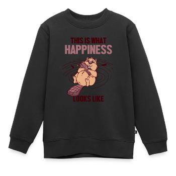 So sieht Glück aus Eurasischer Biber - Kinder Premium Organic Sweatshirt - Schwarz - Vorne - AI Model Kid Female (0cm)