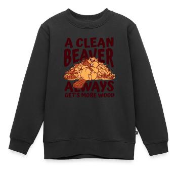 Clean Beaver bekommt immer mehr Holz nach Norden - Kinder Premium Organic Sweatshirt - Schwarz - Vorne - AI Model Kid Female (0cm)