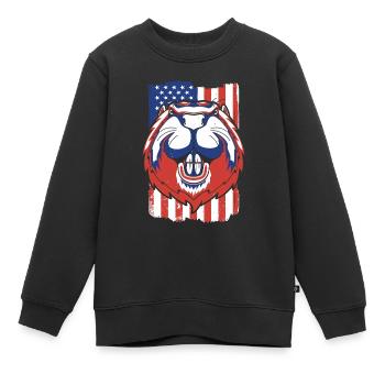 Beaver American Flag Eurasian Castor Canadensis - Kids Premium Organic Sweatshirt - black - Front - AI Model Kid Female (0cm)