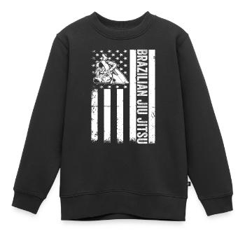Brazilian Jiu Jitsu US Flag Brazilian Jiu Jitsu - Kinder Premium Organic Sweatshirt - Schwarz - Vorne - AI Model Kid Female (0cm)