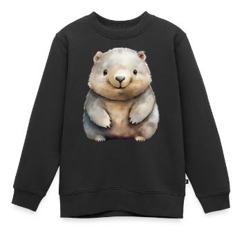 Wombat Classe Classe Animal Wombat - Sweat Premium enfant bio - noir - Devant - AI Model Kid Female (0cm)