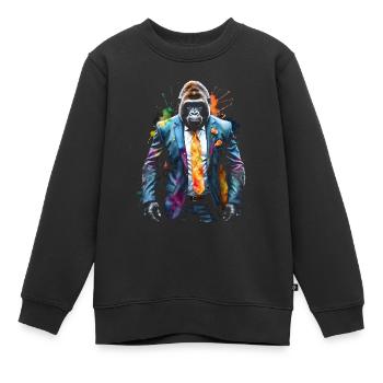 Costume de gorille singe Imprimé de conception d’animaux colorés - Sweat Premium enfant bio - noir - Devant - AI Model Kid Female (0cm)