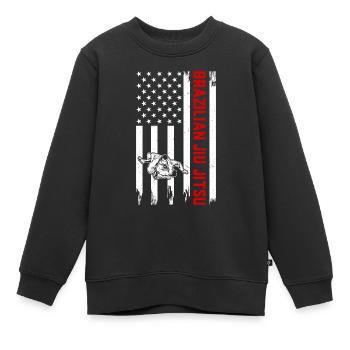 Brazilian Jiu Jitsu US Flag Brazilian Jiu Jitsu Ma - Kinder Premium Organic Sweatshirt - Schwarz - Vorne - AI Model Kid Female (0cm)