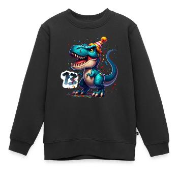 T Rex Dinosaure 13e anniversaire Enfants Anniversaire - Sweat Premium enfant bio - noir - Devant - AI Model Kid Female (0cm)
