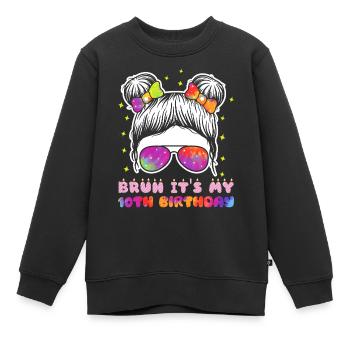 10ème Anniversaire Fille Idée Cadeau Dix Ans - Sweat Premium enfant bio - noir - Devant - AI Model Kid Female (0cm)