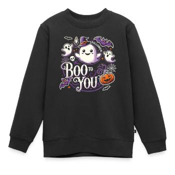 Fröhlicher Geist mit Spruch "Boo to You" - Kinder Premium Organic Sweatshirt - Schwarz - Vorne - AI Model Kid Female (0cm)