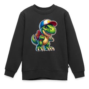 T Rex Étudiant École École Enfant Inscription à l’école - Sweat Premium enfant bio - noir - Devant - AI Model Kid Female (0cm)