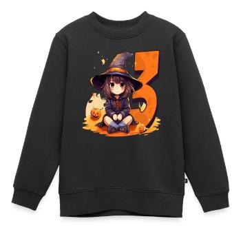 Hexen-geburtstagskostüm – Drei Jahre - Kinder Premium Organic Sweatshirt - Schwarz - Vorne - AI Model Kid Female (0cm)