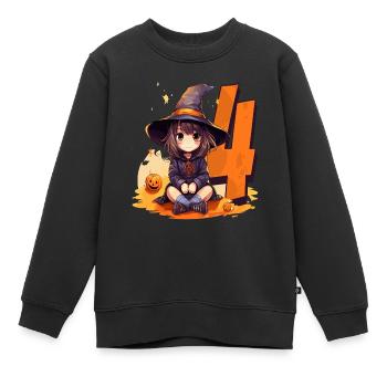Hexen-geburtstagskostüm – Vier Jahre - Kinder Premium Organic Sweatshirt - Schwarz - Vorne - AI Model Kid Female (0cm)
