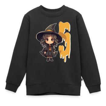 Witch Birthday Costume – Five Years - Kids Premium Organic Sweatshirt - black - Front - AI Model Kid Female (0cm)