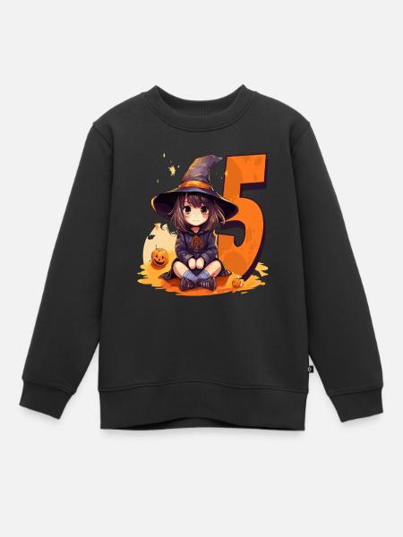 Witch Birthday Costume – Five Years - Kids Premium Organic Sweatshirt - black