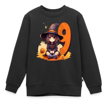 Hexen-geburtstagskostüm – Neun Jahre - Kinder Premium Organic Sweatshirt - Schwarz - Vorne - AI Model Kid Female (0cm)