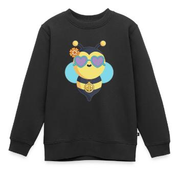 Abeille Hippie Paix - Sweat Premium enfant bio - noir - Devant - AI Model Kid Female (0cm)