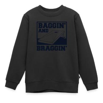Einsacken Und Angeben Bretter Sitzsack Spiel Cornhole - Kinder Premium Organic Sweatshirt - Schwarz - Vorne - AI Model Kid Female (0cm)