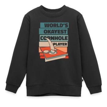 World’s Okayest Cornhole Player Plateaux de jeu - Sweat Premium enfant bio - noir - Devant - AI Model Kid Female (0cm)