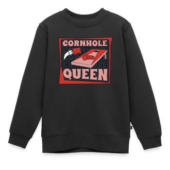 Cornhole Queen Plateau de jeu Pouf Professionnel - Sweat Premium enfant bio - noir - Devant - AI Model Kid Female (0cm)