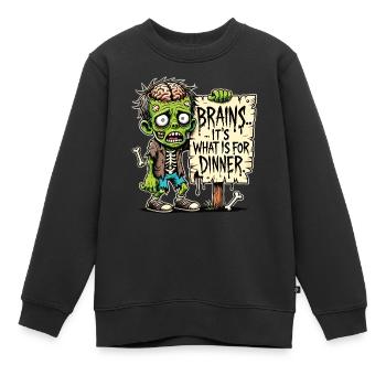 Witziges Halloween T-Shirt mit Zombie Dinner-Motiv - Kinder Premium Organic Sweatshirt - Schwarz - Vorne - AI Model Kid Female (0cm)