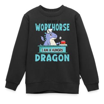 Ich bin kein Arbeitstier, kein hungriger Drache - Kinder Premium Organic Sweatshirt - Schwarz - Vorne - AI Model Kid Female (0cm)